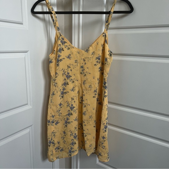 REFORMATION YELLOW/BLUE FLORAL PRINT SLEEVELESS MINI DRESS SIZE XS - Picture 5 of 6
